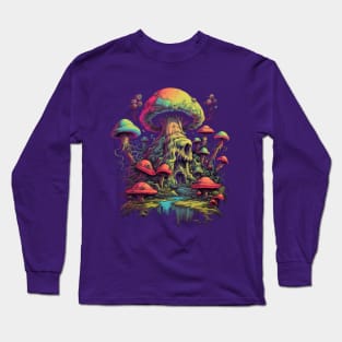 Psychedelic World Sketches Magic Shrooms Long Sleeve T-Shirt